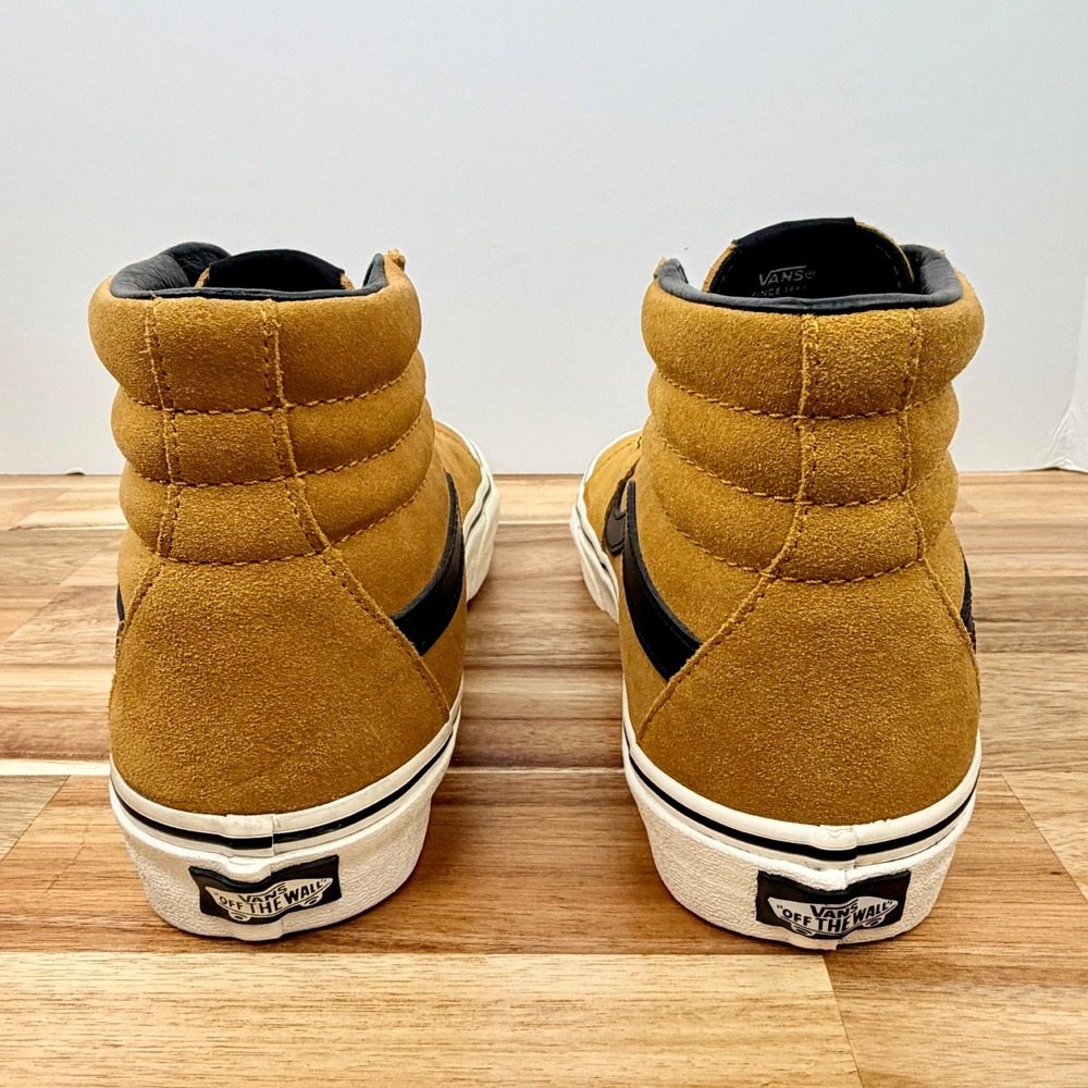 Vans Sk8-Hi Suede Mustard Yellow Black High Top Sneakers Mens 7.5 Womens 9 - Picture 5 of 9